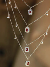 Load image into Gallery viewer, LUOWEND 18K White Gold Natural Ruby Necklace for Women
