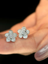 Load image into Gallery viewer, LUOWEND 18K White Gold Natural Diamond Earrings for Women
