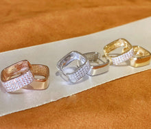 Load image into Gallery viewer, LUOWEND 18K White/Rose/Yellow Gold Real Natural Diamond Hoop Earrings for Women