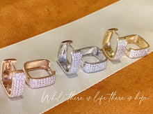 Load image into Gallery viewer, LUOWEND 18K White/Rose/Yellow Gold Real Natural Diamond Hoop Earrings for Women