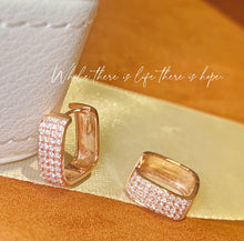 Load image into Gallery viewer, LUOWEND 18K White/Rose/Yellow Gold Real Natural Diamond Hoop Earrings for Women