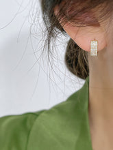 Load image into Gallery viewer, LUOWEND 18K White/Rose/Yellow Gold Real Natural Diamond Hoop Earrings for Women