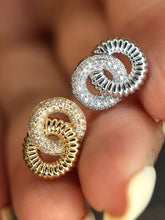 Load image into Gallery viewer, LUOWEND 18K White/Yellow Gold Natural Diamond Earrings for Women