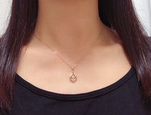 Load image into Gallery viewer, LUOWEND 18K Rose Gold Real Natural Diamond Pendant Necklace for Women
