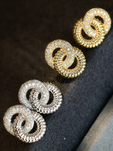 Load image into Gallery viewer, LUOWEND 18K White/Yellow Gold Natural Diamond Earrings for Women