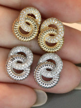 Load image into Gallery viewer, LUOWEND 18K White/Yellow Gold Natural Diamond Earrings for Women