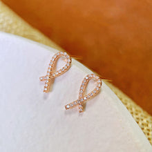 Load image into Gallery viewer, LUOWEND 18K Rose Gold Real Natural Diamond Stud Earrings for Women