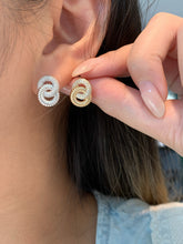 Load image into Gallery viewer, LUOWEND 18K White/Yellow Gold Natural Diamond Earrings for Women