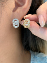 Load image into Gallery viewer, LUOWEND 18K White/Yellow Gold Natural Diamond Earrings for Women