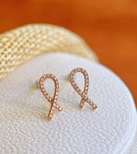 Load image into Gallery viewer, LUOWEND 18K Rose Gold Real Natural Diamond Stud Earrings for Women