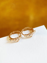 Load image into Gallery viewer, LUOWEND 18K Rose Gold Real Natural Diamond Hoop Earrings for Women