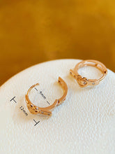 Load image into Gallery viewer, LUOWEND 18K Rose Gold Real Natural Diamond Hoop Earrings for Women
