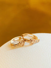 Load image into Gallery viewer, LUOWEND 18K Rose Gold Real Natural Diamond Hoop Earrings for Women
