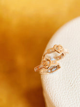 Load image into Gallery viewer, LUOWEND 18K Rose Gold Real Natural Diamond Hoop Earrings for Women