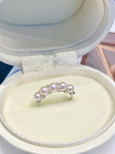 Load image into Gallery viewer, LUOWEND 18K White Gold Real Natural Akoya Pear Ring for Women