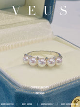 Load image into Gallery viewer, LUOWEND 18K White Gold Real Natural Akoya Pear Ring for Women