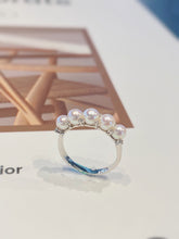 Load image into Gallery viewer, LUOWEND 18K White Gold Real Natural Akoya Pear Ring for Women