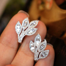 Load image into Gallery viewer, LUOWEND 18K White Gold Natural Diamond Earrings for Women