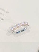 Load image into Gallery viewer, LUOWEND 18K White Gold Real Natural Akoya Pear Ring for Women