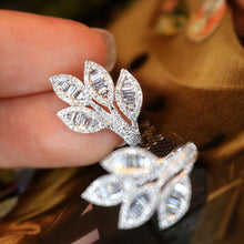 Load image into Gallery viewer, LUOWEND 18K White Gold Natural Diamond Earrings for Women