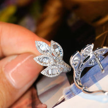 Load image into Gallery viewer, LUOWEND 18K White Gold Natural Diamond Earrings for Women