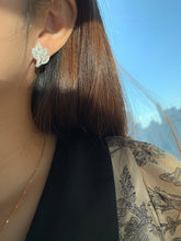 Load image into Gallery viewer, LUOWEND 18K White Gold Natural Diamond Earrings for Women