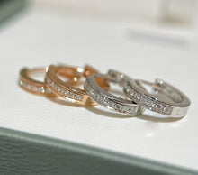 Load image into Gallery viewer, LUOWEND 18K White or Rose Gold Real Natural Diamond Hoop Earrings for Women