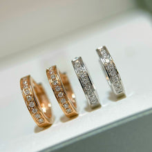 Load image into Gallery viewer, LUOWEND 18K White or Rose Gold Real Natural Diamond Hoop Earrings for Women