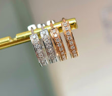 Load image into Gallery viewer, LUOWEND 18K White or Rose Gold Real Natural Diamond Hoop Earrings for Women