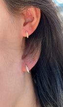 Load image into Gallery viewer, LUOWEND 18K White or Rose Gold Real Natural Diamond Hoop Earrings for Women