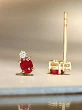 Load image into Gallery viewer, LUOWEND 18K Yellow Gold Natural Ruby Earrings for Women
