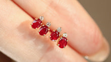 Load image into Gallery viewer, LUOWEND 18K Yellow Gold Natural Ruby Earrings for Women
