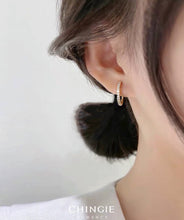 Load image into Gallery viewer, LUOWEND 18K White or Rose Gold Real Natural Diamond Hoop Earrings for Women