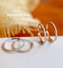 Load image into Gallery viewer, LUOWEND 18K White or Rose Gold Real Natural Diamond Hoop Earrings for Women