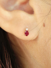 Load image into Gallery viewer, LUOWEND 18K Yellow Gold Natural Ruby Earrings for Women
