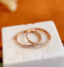 Load image into Gallery viewer, LUOWEND 18K White or Rose Gold Real Natural Diamond Hoop Earrings for Women