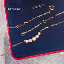 Load image into Gallery viewer, LUOWEND 18K Rose Gold Real Natural Diamond Pendant Necklace for Women