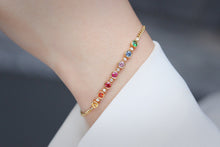 Load image into Gallery viewer, LUOWEND 18K Rose Gold Natural Aquamarine and Diamond Gemstone Bracelet for Women