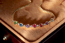 Load image into Gallery viewer, LUOWEND 18K Rose Gold Natural Aquamarine and Diamond Gemstone Bracelet for Women