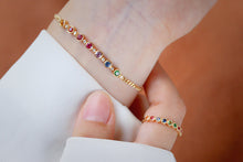 Load image into Gallery viewer, LUOWEND 18K Rose Gold Natural Aquamarine and Diamond Gemstone Bracelet for Women