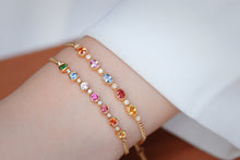 Load image into Gallery viewer, LUOWEND 18K Rose Gold Natural Aquamarine and Diamond Gemstone Bracelet for Women