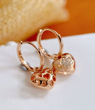 Load image into Gallery viewer, LUOWEND 18K Rose Gold Real Natural Diamond Hoop Earrings for Women