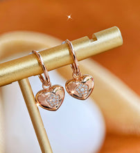 Load image into Gallery viewer, LUOWEND 18K Rose Gold Real Natural Diamond Hoop Earrings for Women