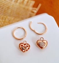 Load image into Gallery viewer, LUOWEND 18K Rose Gold Real Natural Diamond Hoop Earrings for Women