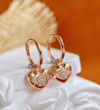 Load image into Gallery viewer, LUOWEND 18K Rose Gold Real Natural Diamond Hoop Earrings for Women