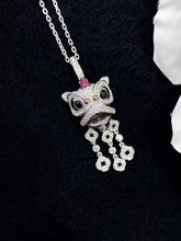 Load image into Gallery viewer, LUOWEND 18K White and Yellow Gold Real Natural Diamond and Ruby Necklace for Women