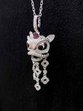 Load image into Gallery viewer, LUOWEND 18K White and Yellow Gold Real Natural Diamond and Ruby Necklace for Women