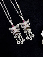 Load image into Gallery viewer, LUOWEND 18K White and Yellow Gold Real Natural Diamond and Ruby Necklace for Women