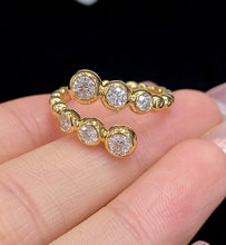 Load image into Gallery viewer, LUOWEND 18K Yellow Gold Real Natural Diamond Ring for Women