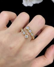 Load image into Gallery viewer, LUOWEND 18K Yellow Gold Real Natural Diamond Ring for Women